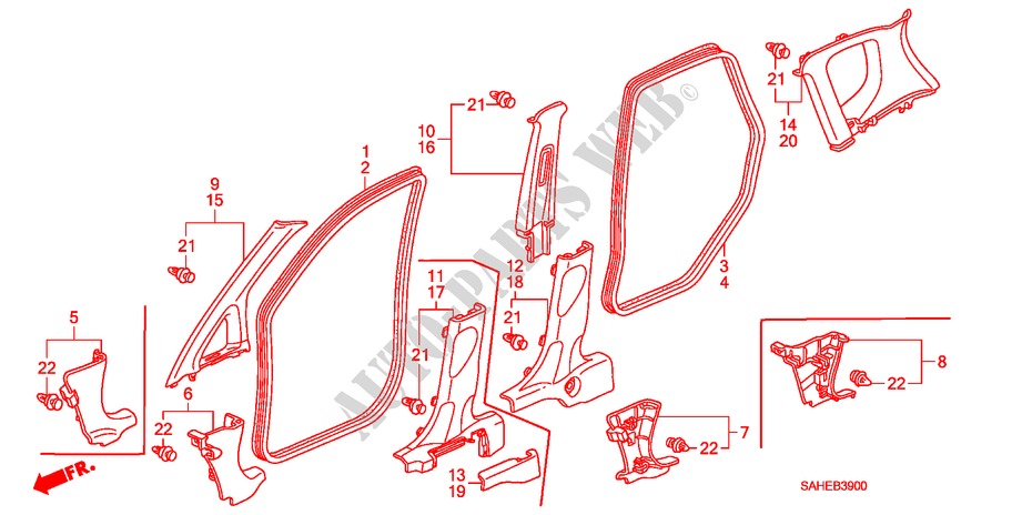 PILLAR GARNISH for Honda JAZZ 1.2 S-S 5 Doors 5 speed manual 2008