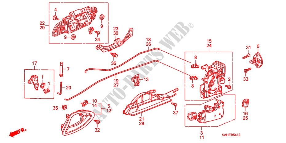 REAR DOOR LOCKS/ OUTER HANDLE (3) for Honda JAZZ 1.2 S-S 5 Doors 5 speed manual 2008