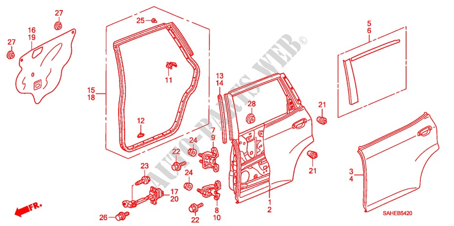 REAR DOOR PANELS for Honda JAZZ 1.2 S-S 5 Doors 5 speed manual 2008