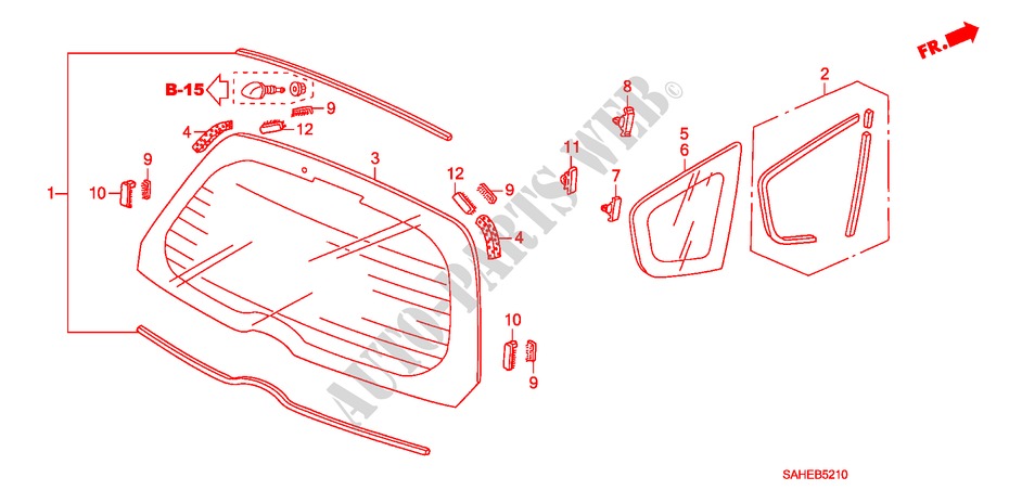REAR WINDSHIELD/ QUARTER GLASS for Honda JAZZ 1.2 S-S 5 Doors 5 speed manual 2008