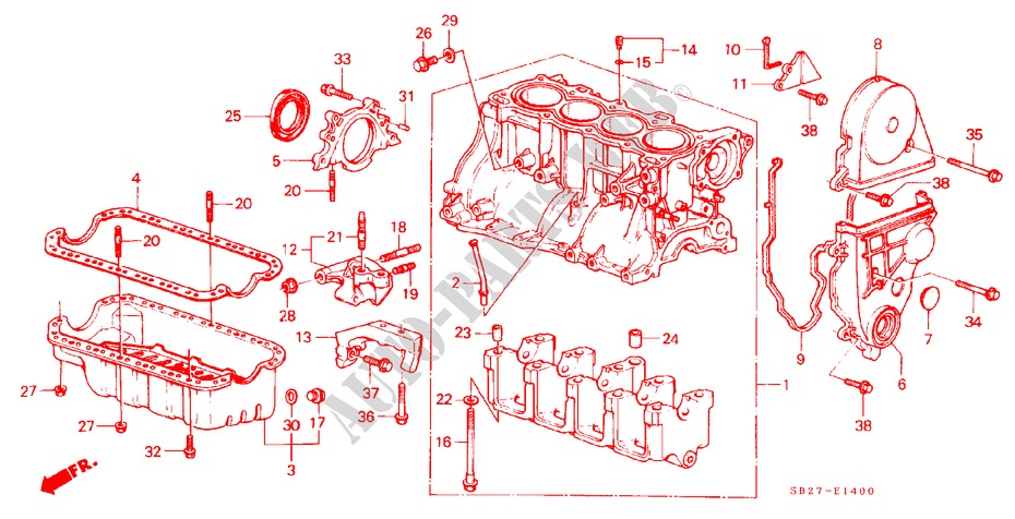 CYLINDER BLOCK/OIL PAN (1500) for Honda CIVIC CRX 1.5I 3 Doors 5 speed manual 1985