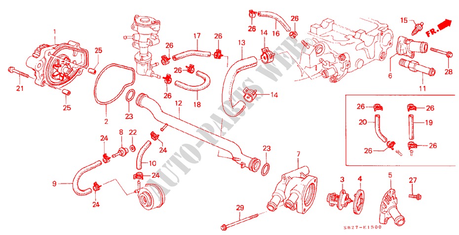 WATER PUMP/THERMOSTAT ('84,'85) for Honda CIVIC CRX 1.5I 3 Doors 5 speed manual 1985
