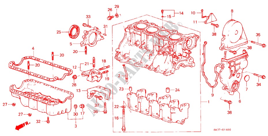 CYLINDER BLOCK/OIL PAN for Honda CIVIC GT 3 Doors 5 speed manual 1985