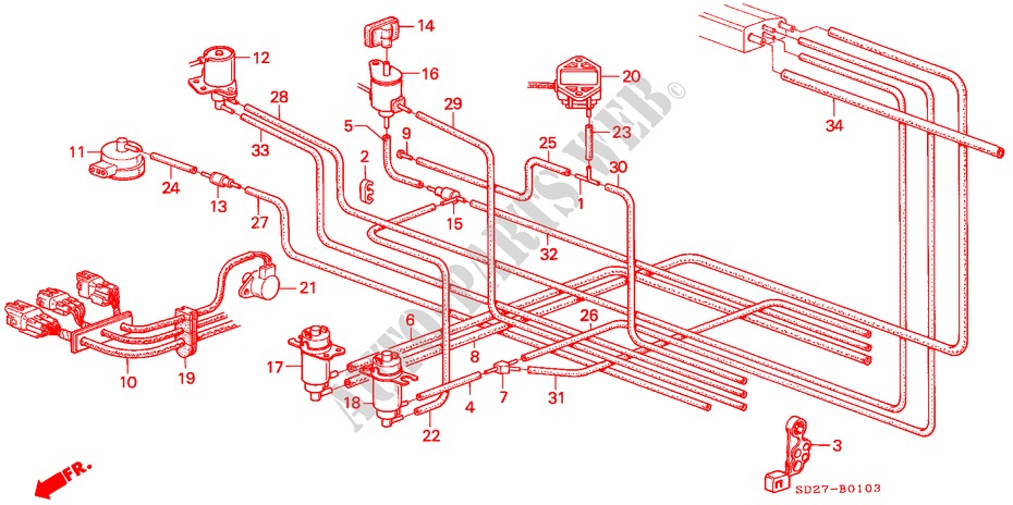 CONTROL BOX TUBING (PGM FI) for Honda INTEGRA SX 16 3 Doors 5 speed manual 1986