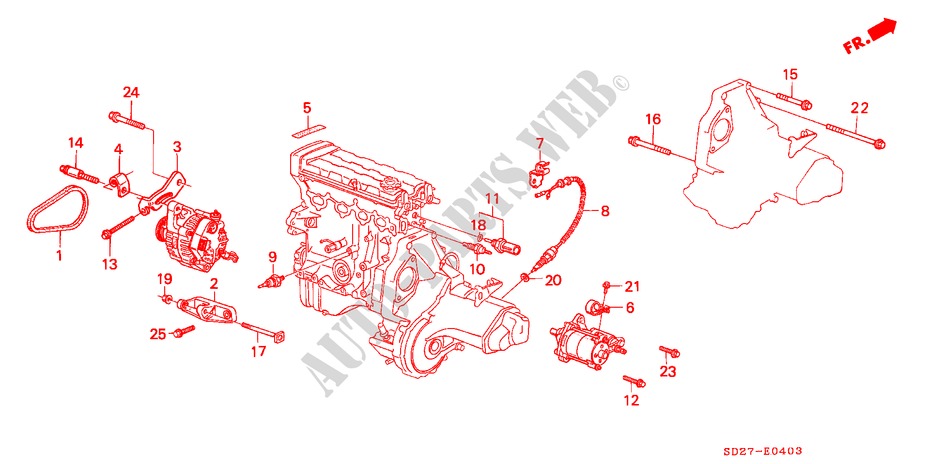 ENGINE ELECTRICAL (4) (PGM FI) for Honda INTEGRA SX 16 3 Doors 5 speed manual 1986