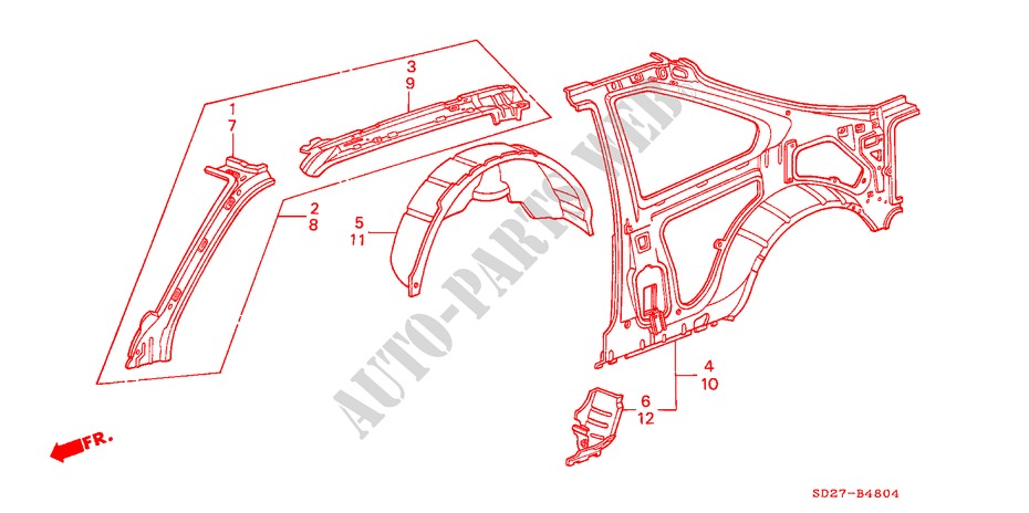 INNER PANELS (3D) for Honda INTEGRA SX 16 3 Doors 5 speed manual 1986