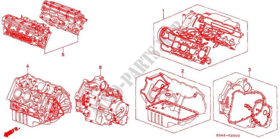 GASKET KIT/ENGINE ASSY./ TRANSMISSION ASSY. for Honda LEGEND V6 2.7I 4 Doors 4 speed automatic 1989