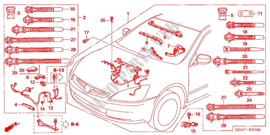 ENGINE WIRE HARNESS (L4) for Honda ACCORD 2.4          VTI-L 4 Doors 5 speed manual 2003