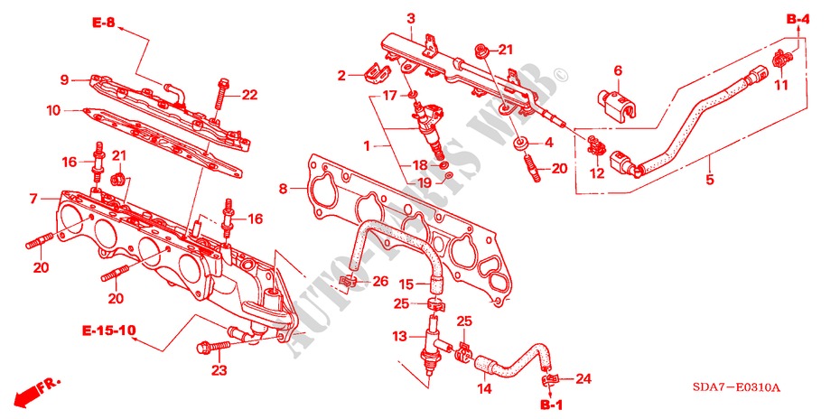 FUEL INJECTOR (L4) for Honda ACCORD 2.4          VTI-L 4 Doors 5 speed manual 2003
