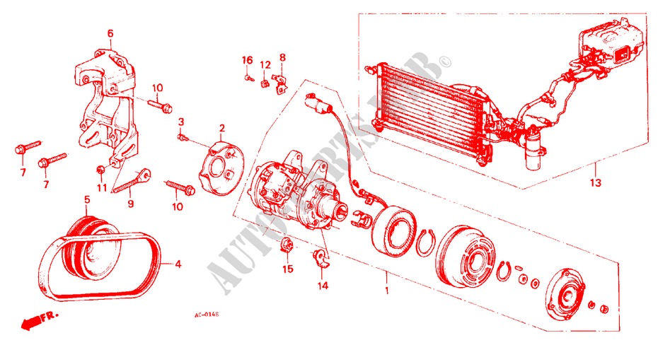 AIR CONDITIONER (COMPRESSOR) for Honda ACCORD EX-2.0I 3 Doors 5 speed manual 1986