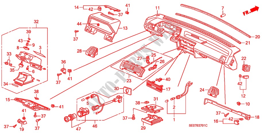 INSTRUMENT PANEL (LH) for Honda ACCORD EX 4 Doors 5 speed manual 1986