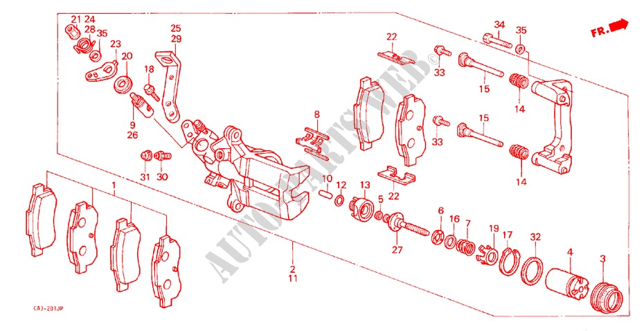 REAR BRAKE CALIPER for Honda ACCORD EX-2.0I 3 Doors 5 speed manual 1986