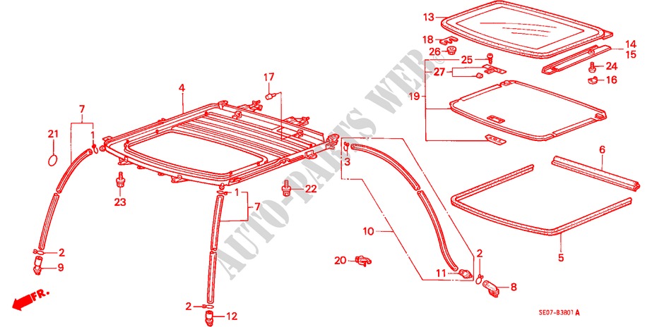 SLIDING ROOF (1) for Honda ACCORD EX 4 Doors 4 speed automatic 1986