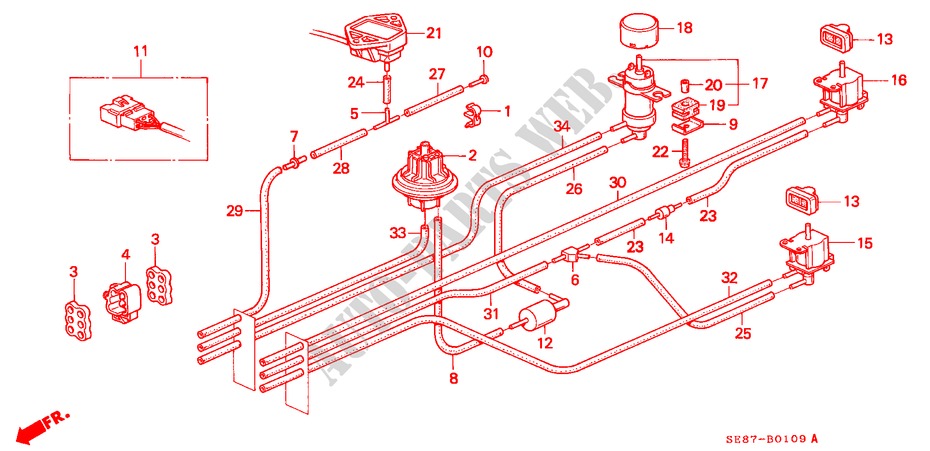 CONTROL BOX TUBING (2) for Honda ACCORD 2.0I-16 4 Doors 5 speed manual 1989