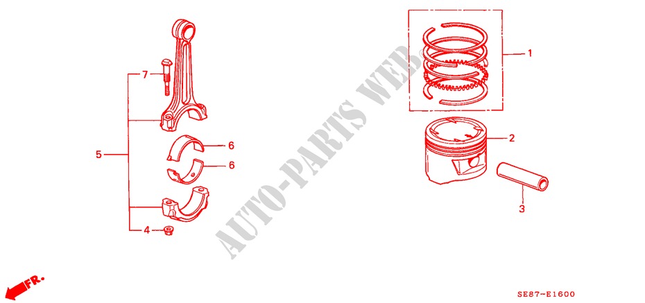 PISTON/CONNECTING ROD for Honda ACCORD EX-2.0I 4 Doors 4 speed automatic 1989