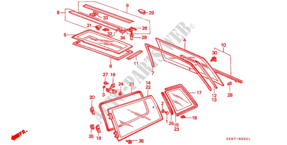 QUARTER WINDOW/ REAR WINDOW (2D) for Honda ACCORD EX-2.0I 3 Doors 5 speed manual 1989