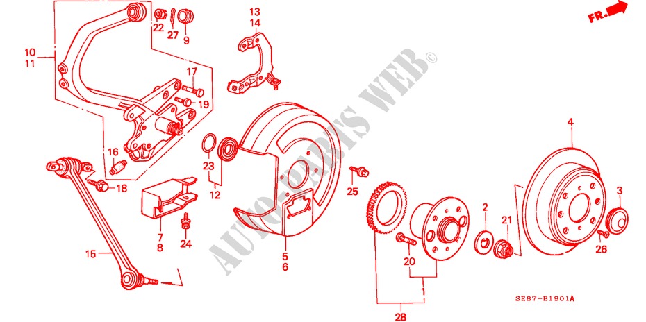 REAR BRAKE DISK for Honda ACCORD EX-2.0I 4 Doors 4 speed automatic 1989