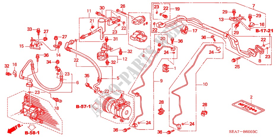 AIR CONDITIONER(HOSE/PIPE )(RH)(DIESEL) for Honda ACCORD 2.2 EXECUTIVE 4 Doors 5 speed manual 2004