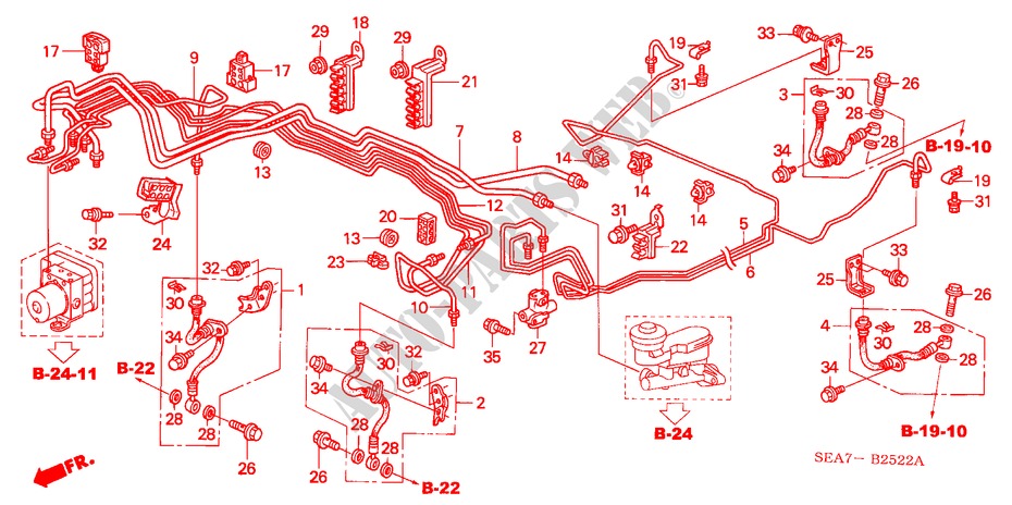BRAKE LINES (VSA) (DIESEL) (LH) for Honda ACCORD 2.2 SPORT 4 Doors 5 speed manual 2004