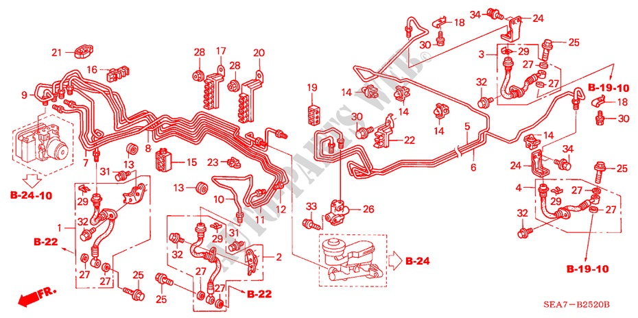 BRAKE LINES (VSA) (LH) (1) for Honda ACCORD 2.4 EXECUTIVE 4 Doors 6 speed manual 2003