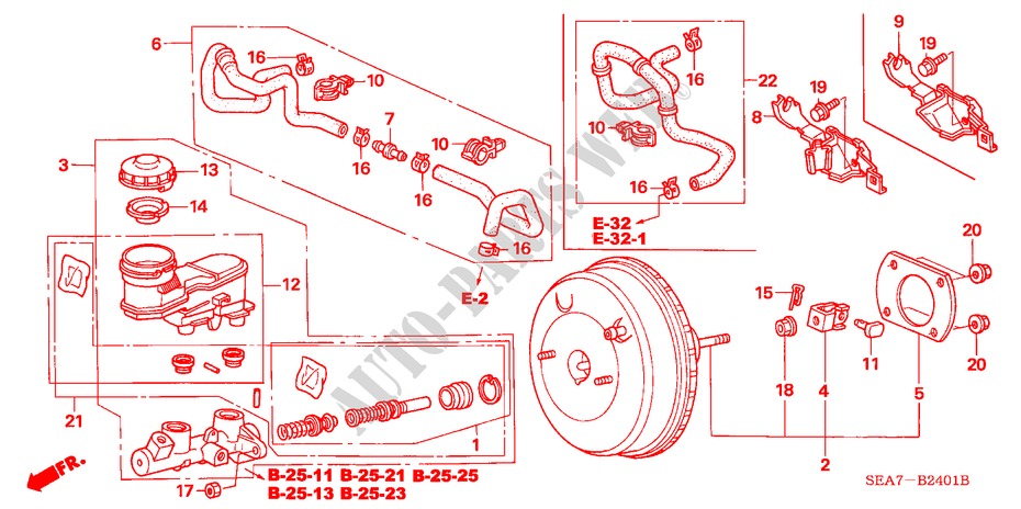 BRAKE MASTER CYLINDER/ MASTER POWER (RH) for Honda ACCORD 2.2 SPORT 4 Doors 5 speed manual 2004