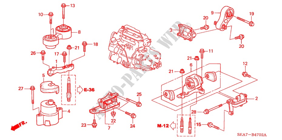 ENGINE MOUNTS (DIESEL) for Honda ACCORD 2.2 SPORT 4 Doors 5 speed manual 2004