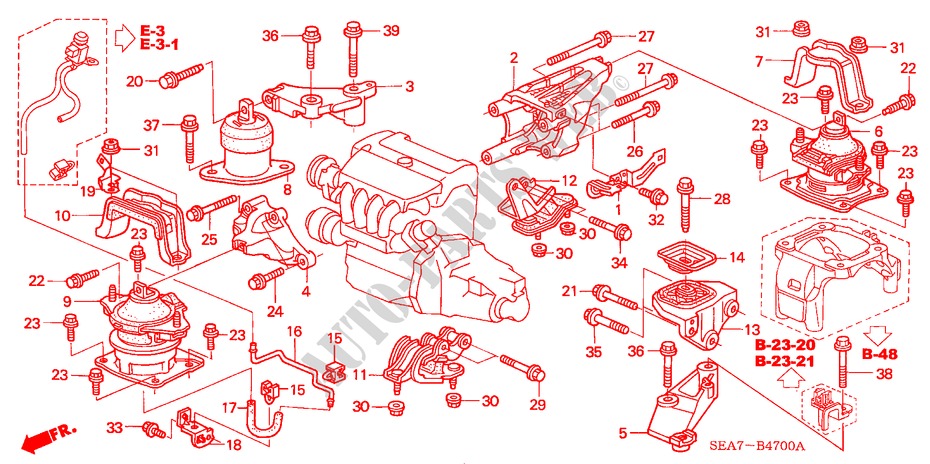 ENGINE MOUNTS (MT) for Honda ACCORD 2.4 TYPE S 4 Doors 6 speed manual 2003