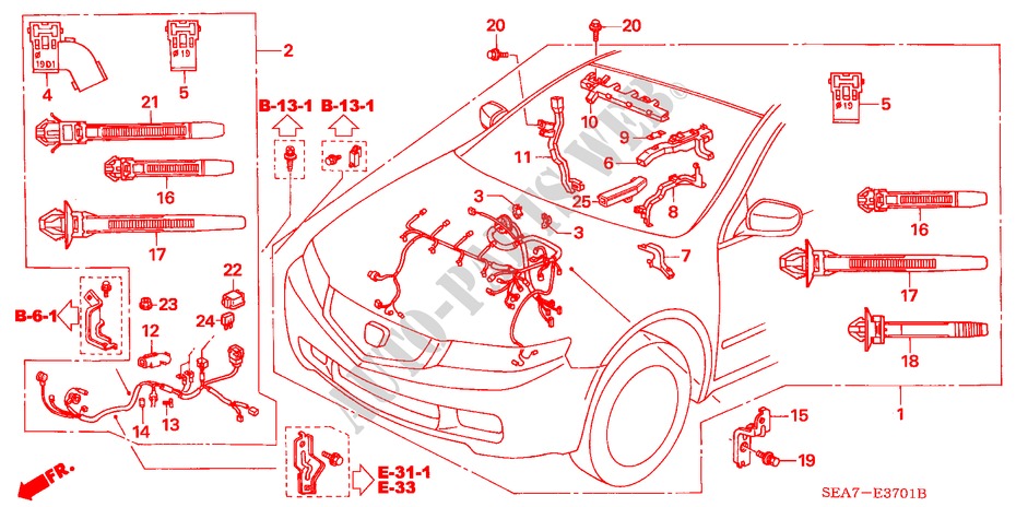 ENGINE WIRE HARNESS (RH) (DIESEL) for Honda ACCORD 2.2 SPORT 4 Doors 5 speed manual 2004