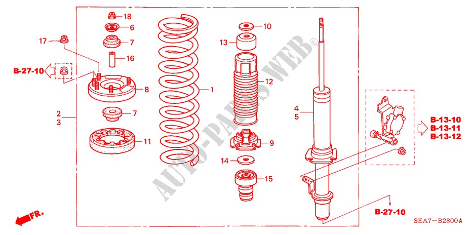 FRONT SHOCK ABSORBER for Honda ACCORD 2.0 COMFORT 4 Doors 5 speed automatic 2003