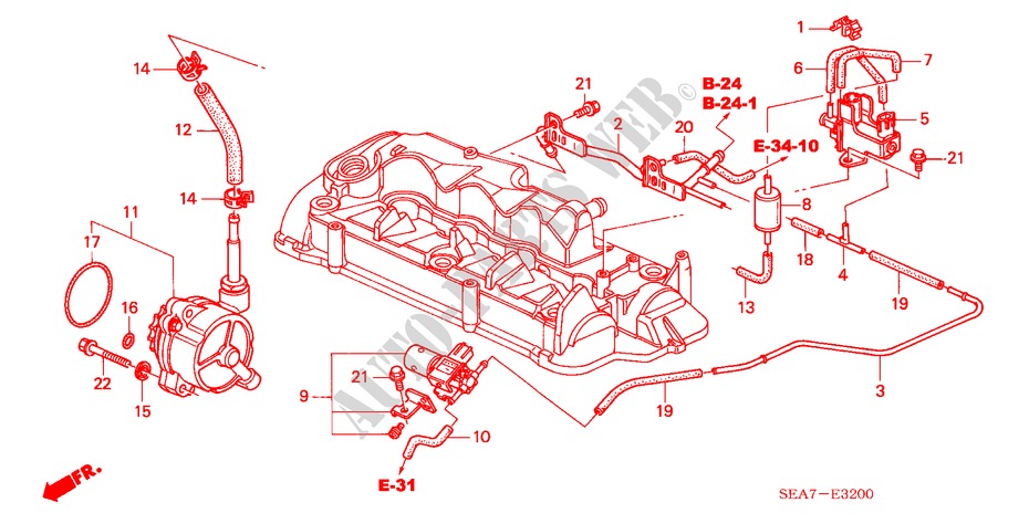 INSTALL PIPE/VACUUM PUMP (DIESEL) ( '05) for Honda ACCORD 2.2 SPORT 4 Doors 5 speed manual 2005