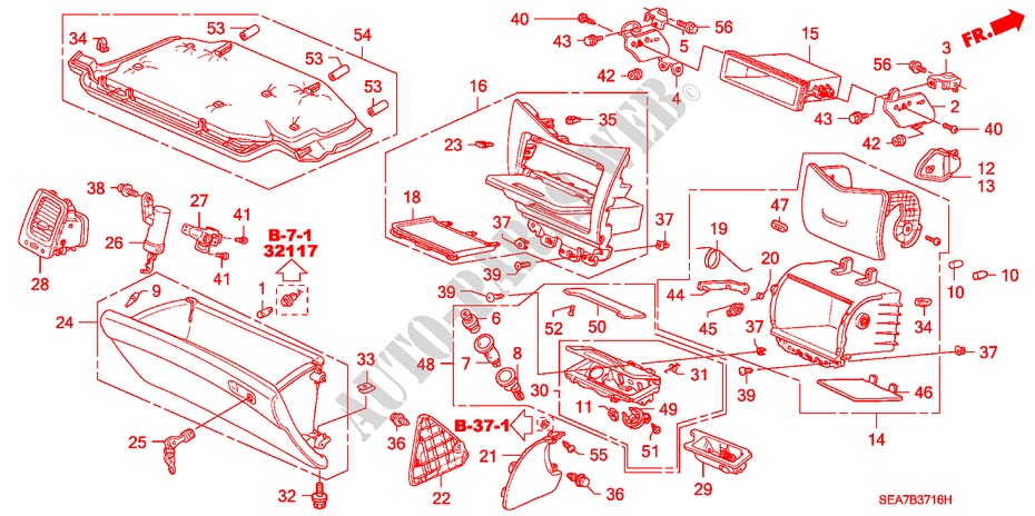 INSTRUMENT PANEL GARNISH (PASSENGER SIDE) (RH) for Honda ACCORD 2.2 EXECUTIVE 4 Doors 5 speed manual 2004