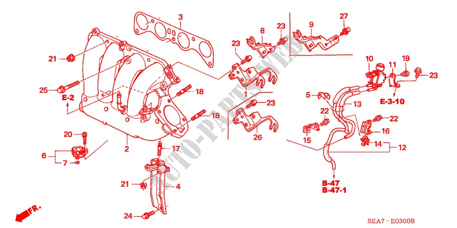 INTAKE MANIFOLD (1) for Honda ACCORD 2.4 EXECUTIVE 4 Doors 6 speed manual 2003