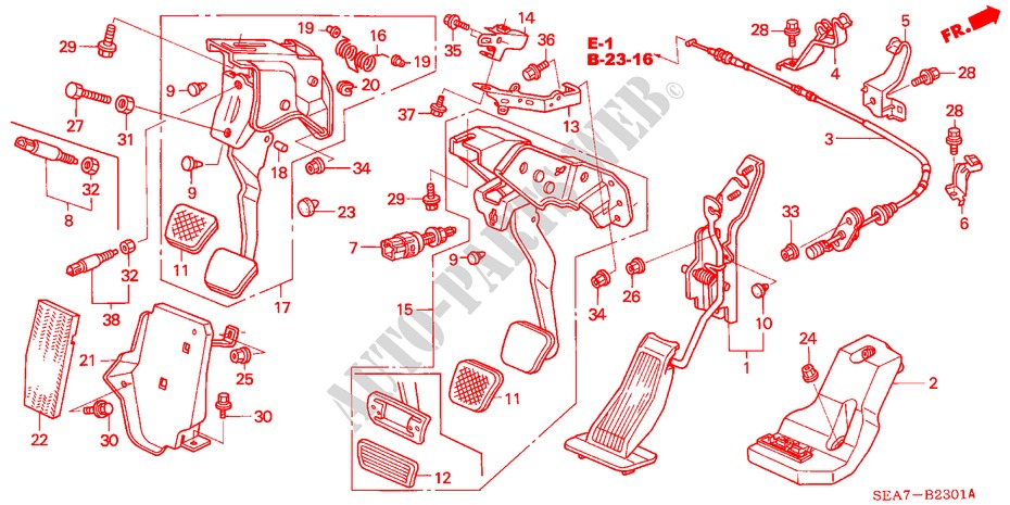 PEDAL (RH) for Honda ACCORD 2.2 SPORT 4 Doors 5 speed manual 2004