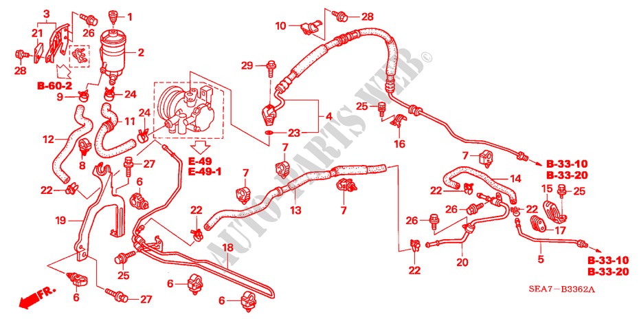 P.S. LINES (DIESEL) (LH) for Honda ACCORD 2.2 SPORT 4 Doors 5 speed manual 2004