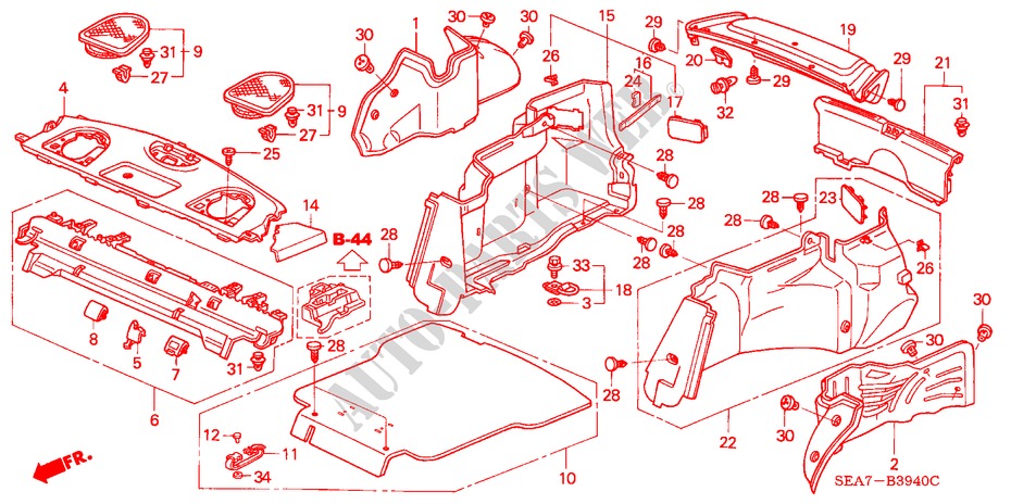 REAR TRAY/SIDE LINING for Honda ACCORD 2.0 COMFORT 4 Doors 5 speed manual 2003