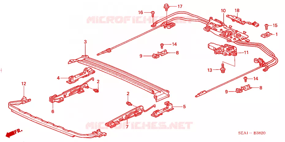 ROOF SLIDE COMPONENTS Honda  ACCORD 2003 2.4 EXECUTIVE 5 speed automatic 