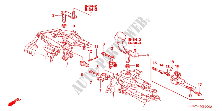 SHIFT ARM (DIESEL) for Honda ACCORD 2.2 SPORT 4 Doors 5 speed manual 2004