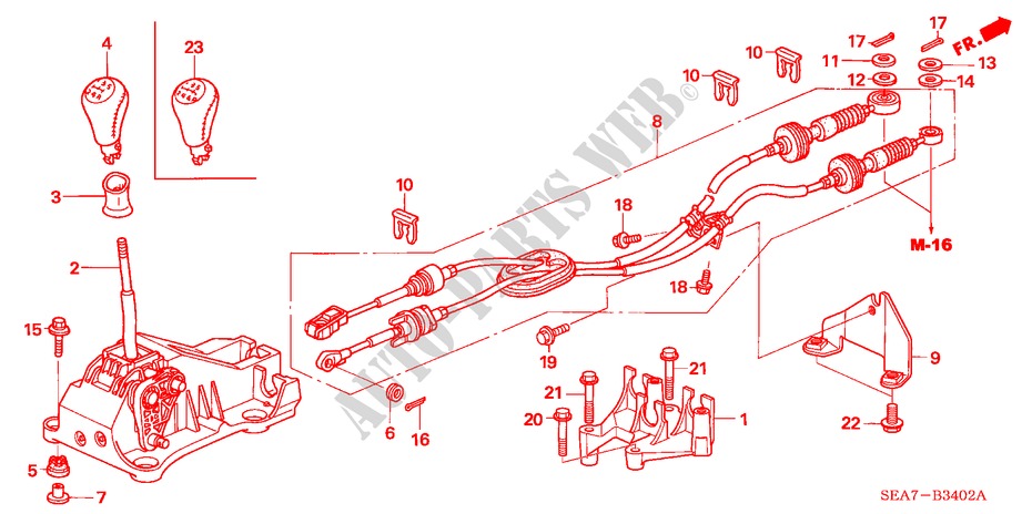 SHIFT LEVER (DIESEL) (LH) for Honda ACCORD 2.2 SPORT 4 Doors 5 speed manual 2005