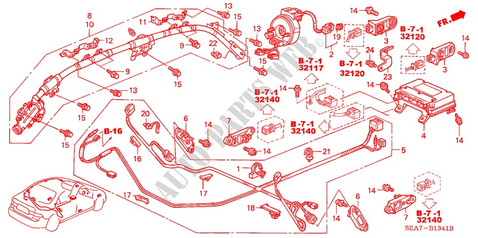 SRS UNIT (RH) for Honda ACCORD 2.2 SPORT 4 Doors 5 speed manual 2004