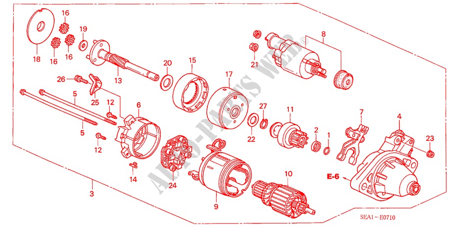 STARTER MOTOR (DENSO) for Honda ACCORD 2.4 TYPE S 4 Doors 6 speed manual 2003