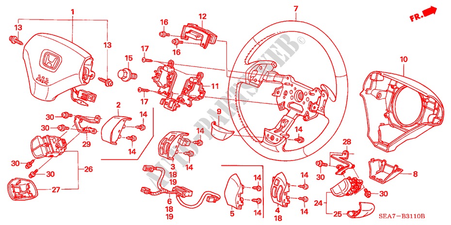 STEERING WHEEL (SRS) (1) for Honda ACCORD 2.2 SPORT 4 Doors 5 speed manual 2004