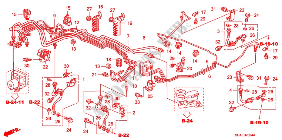 BRAKE LINES (VSA) (DIESEL) (LH) for Honda ACCORD 2.2 SPORT SE 4 Doors 6 speed manual 2008
