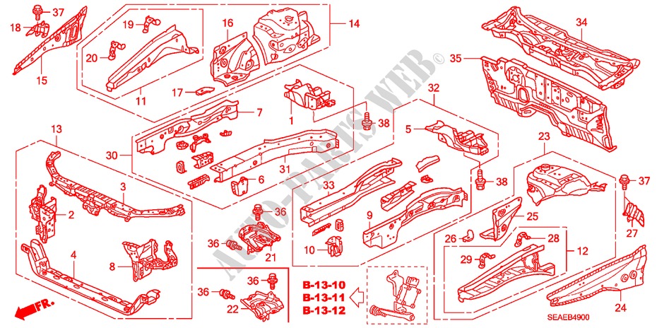FRONT BULKHEAD/DASHBOARD for Honda ACCORD 2.2 EXECUTIVE 4 Doors 6 speed manual 2007