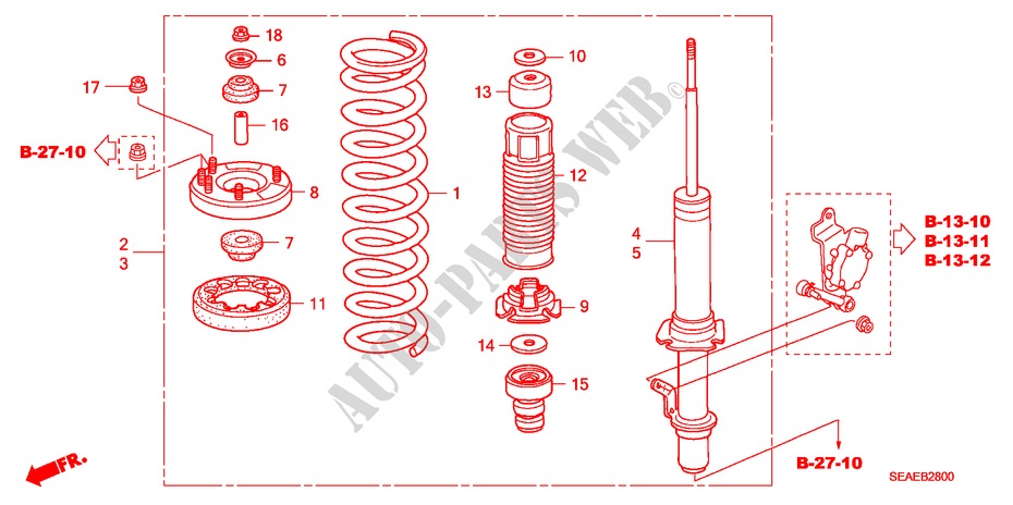FRONT SHOCK ABSORBER for Honda ACCORD 2.0 TYPE S 4 Doors 5 speed automatic 2007