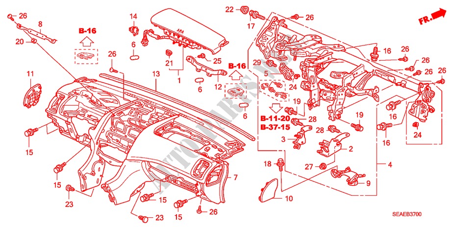 INSTRUMENT PANEL (LH) for Honda ACCORD 2.2 SPORT SE 4 Doors 6 speed manual 2008