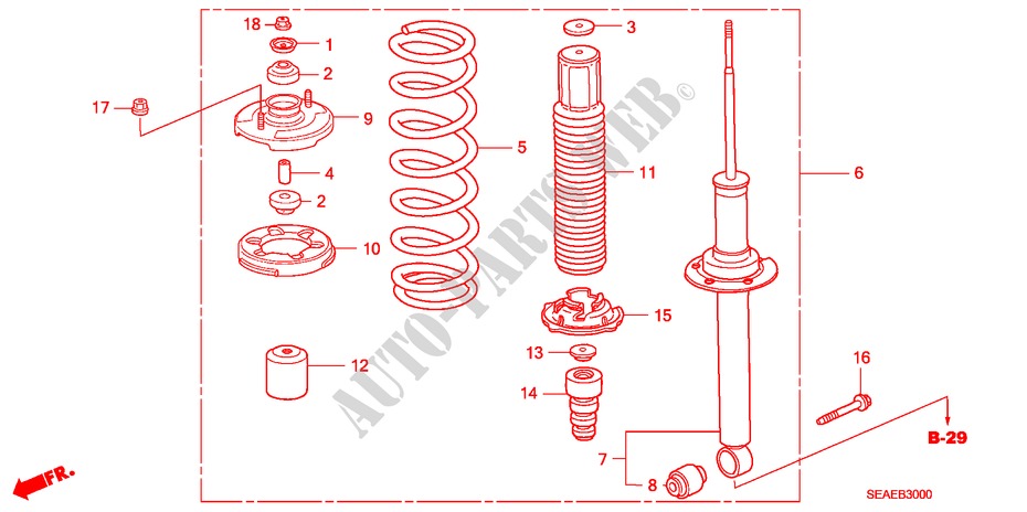 REAR SHOCK ABSORBER for Honda ACCORD 2.4 EXECUTIVE-E 4 Doors 5 speed automatic 2007