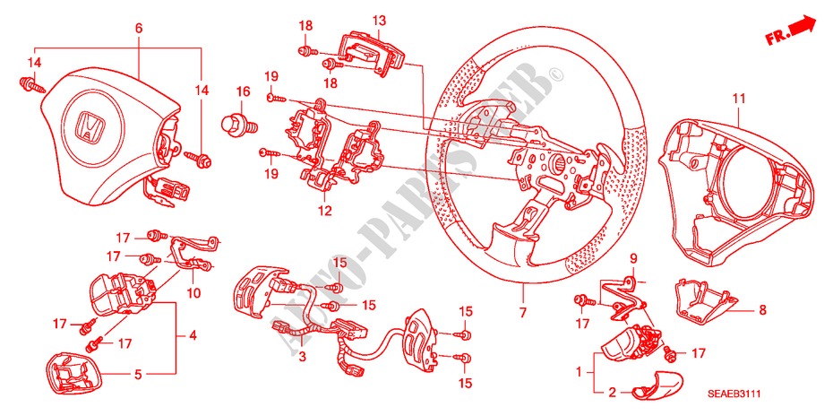 STEERING WHEEL (SRS) (2) for Honda ACCORD 2.2 SPORT SE 4 Doors 6 speed manual 2008