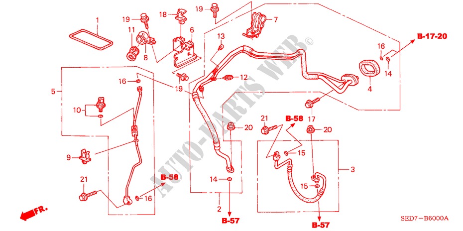 AIR CONDITIONER(HOSE/PIPE ) (LH) for Honda ACCORD TOURER 2.0 SPORT 5 Doors 5 speed automatic 2003