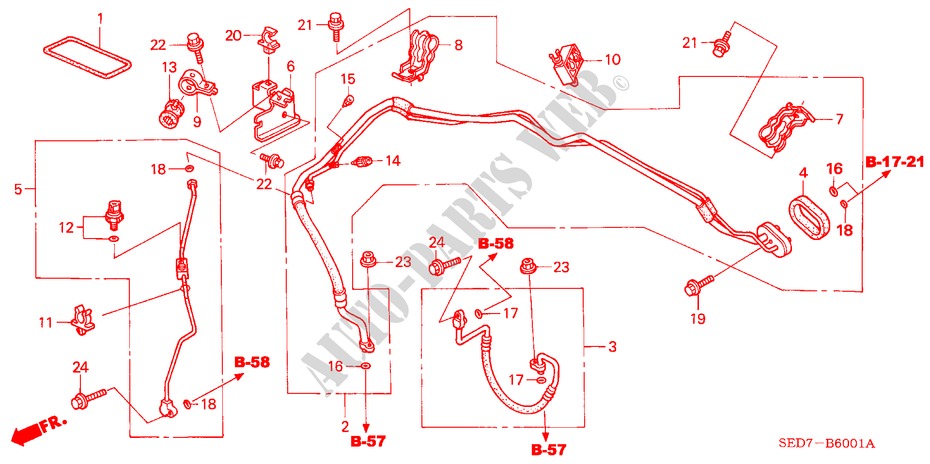 AIR CONDITIONER(HOSE/PIPE ) (RH) for Honda ACCORD TOURER 2.0 EXECUTIVE 5 Doors 5 speed manual 2003