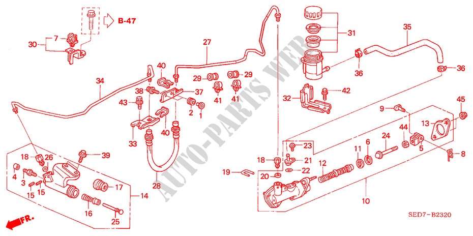 CLUTCH MASTER CYLINDER (LH) for Honda ACCORD TOURER 2.0 COMFORT 5 Doors 5 speed manual 2004